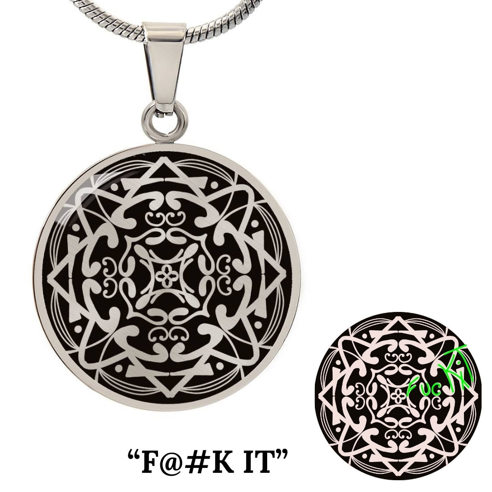 Wordala Word Mandala Necklace "FUCK IT"