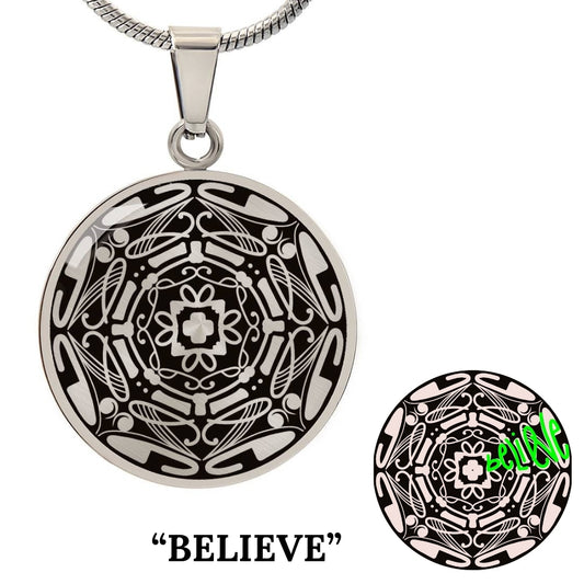 Wordala Word Mandala Necklace "BELIEVE"